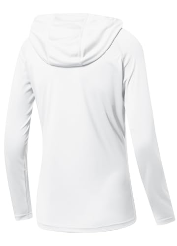 Willit Women's UPF 50+ Sun Protection Hoodie SPF Shirt Long Sleeve Hiking Fishing Outdoor Shirt Lightweight Hoodie - color: White, size: 1X