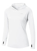Willit Women's UPF 50+ Sun Protection Hoodie SPF Shirt Long Sleeve Hiking Fishing Outdoor Shirt Lightweight Hoodie - color: White, size: 1X