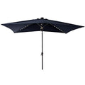 C-Hopetree Rectangular Outdoor Patio Market Umbrella with Solar LED Lights 6.5 x 10 ft - color: Navy Blue