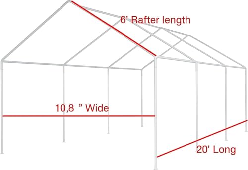 10X20 Canopy Tarp Carport (Front Panel White) - color: Front Panel White