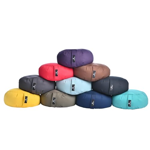 Hugger Mugger Zafu Meditation Cushion - Support in Cross-Legged Sitting, Buckwheat Filled, Durable Fabric, Convenient Handle, Handmade in USA - color: Olive