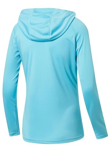 Willit Women's UPF 50+ Sun Protection Hoodie SPF Shirt Long Sleeve Hiking Fishing Outdoor Shirt Lightweight Hoodie - color: Blue, size: 3X