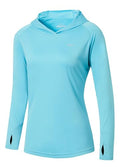 Willit Women's UPF 50+ Sun Protection Hoodie SPF Shirt Long Sleeve Hiking Fishing Outdoor Shirt Lightweight Hoodie - color: Blue, size: X-Large