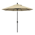 California Umbrella 9' Round Aluminum Market Umbrella, Crank Lift, Push Button Tilt, Black Pole, Sunbrella Antique Beige - color: Antique Beige
