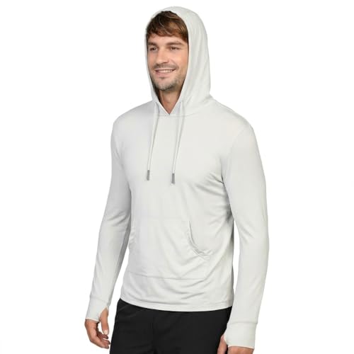 INGEAR Men’s UPF 50+ Sun Hoodie - Lightweight UV Protection Fishing Shirt, Quick-Dry Moisture-Wicking Rash Guard with Pocket - color: Glacier Grey, size: XX-Large