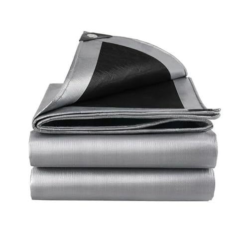 6 x 20ft Tarps Heavy Duty Thick Waterproof, Poly Canopy Silver + Black Tent Shelter Cover, 16 Mil Tarpaulin Shade, Rip and Tear Proof, UV Resistant Tarpaulin with Grommets and Reinforced Edges - color: Silver+black（16mil）, size: 6 x 20ft