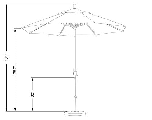 California Umbrella 9' Round Aluminum Market Umbrella, Crank Lift, Push Button Tilt, Black Pole, Sunbrella Antique Beige - color: Antique Beige