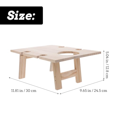 Portable Foldable Outdoor Picnic Table Wooden Square Wine Serving Desk 30x24 Inch Mini Table for Lawn Beach Camping