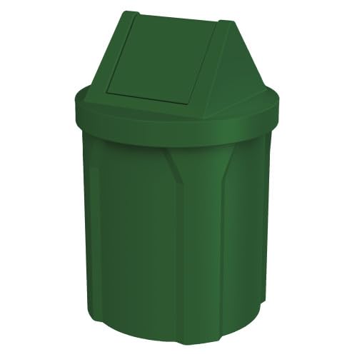 42 Gallon Round 100% Recycled Plastic Indoor or Outdoor Commercial Trash Can with Easy Access Swing Top Lid | Great for Schools and Businesses - Green