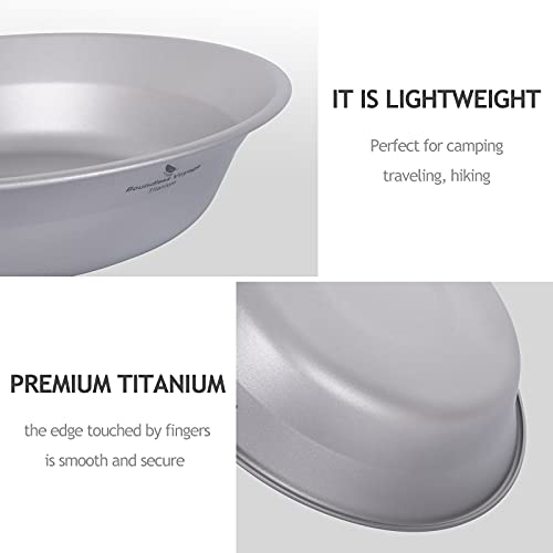 iBasingo Titanium Camping Plates and Bowls Set with Mesh Bag - 174mm Ultralight Backpacking Dinnerware for Hiking, Survival Kit & Outdoor Cooking (61g Plate + 67g Bowl) Ti1113T - color: Plate and Bowl Set-Ti1113T