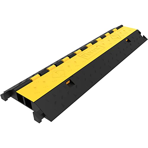 VEVOR 5 Pack Rubber Cable Protector Ramp 2 Channel Heavy Duty 66,000 lbs Load Capacity Cable Wire Cord Cover Ramp Speed Bump Driveway Hose Cable Ramp Protective Cover (2-Channel, 5 Pack-66,000 lbs) - style: 5 Pcs