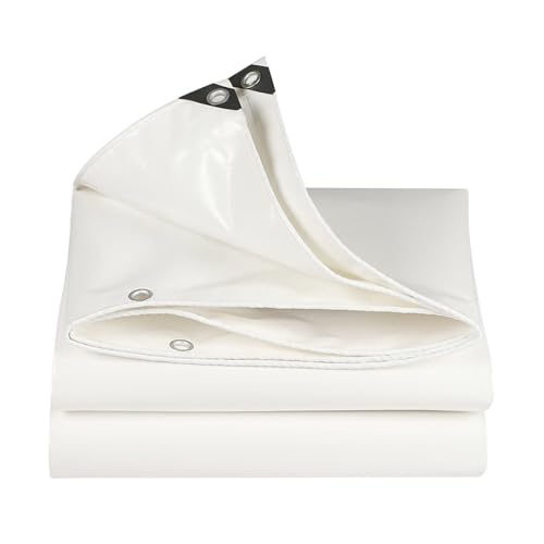 8'x 20' Tarps Heavy Duty Thick Waterproof, Poly Canopy White Tent Shelter Cover, 12 Mil Tarpaulin Shade, Rip and Tear Proof, UV Resistant Tarpaulin with Grommets and Reinforced Edges - color: White, size: 8 x 20ft