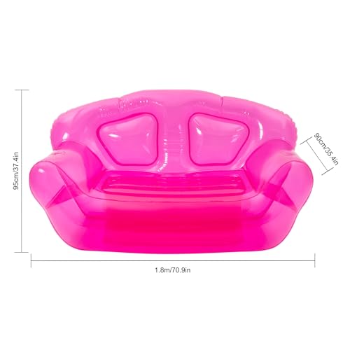 Inflatable Sofa Blow UP Chairs Couch Lounger Portable Air Inflatable Couch Inflatable Double Person Sofa for Indoor Living Tent Camping Outdoor Activities (Red)