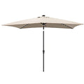 C-Hopetree Rectangular Outdoor Patio Market Umbrella with Solar LED Lights 6.5 x 10 ft - color: Taupe