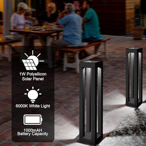 Solar Powered Outdoor Floor Lamp, Stainless Steel Solar Street Lights, Solar Floor Lamp Waterproof Deck Lights for Garden, Yard, Pathway, Porch - size: 19"H - 4Pack