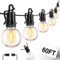 ZJOJO 60FT Outdoor String Lights, G40 Globe Outdoor Lights with 30 Shatterproof LED Bulbs (2 Spare), 2700K Hanging Waterproof Patio Light, Connectable String Lights for Outside Backyard Porch Party - size: 60FT