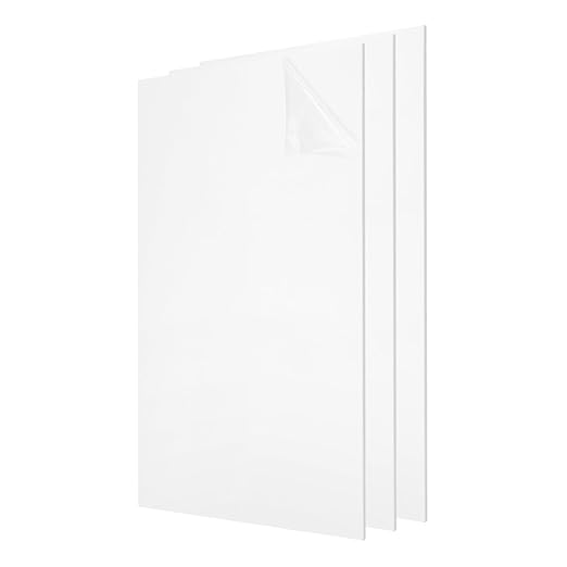 uxcell 3Pcs Acrylic Sheets 12x6 Inch Acrylic Panel 1/8 Inch-3mm Plastic Board for Picture Frames Sign Holders DIY Display Projects Craft, White