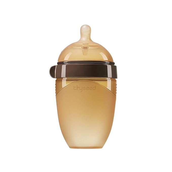 Silicone Natural Breast-Like Bottle with Nipple(0-3 Months),8oz，1pack