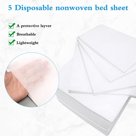 200Pcs Disposable Massage Table Sheets 31.5" x 71" Non-Woven Fabric Bed Covers for Ultimate Hygiene and Comfort in Massage, Tattoo, and Spa Treatments, Breathable and Durable Sheets(White)