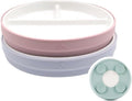 Elk and Friends Kids 7.8” Porcelain Divided Plates with Silicone Suction Sleeves | Suitable for Kids/Toddlers | Microwave & Dishwasher Safe | Non Slip | Snack Dishes | 2 Pack