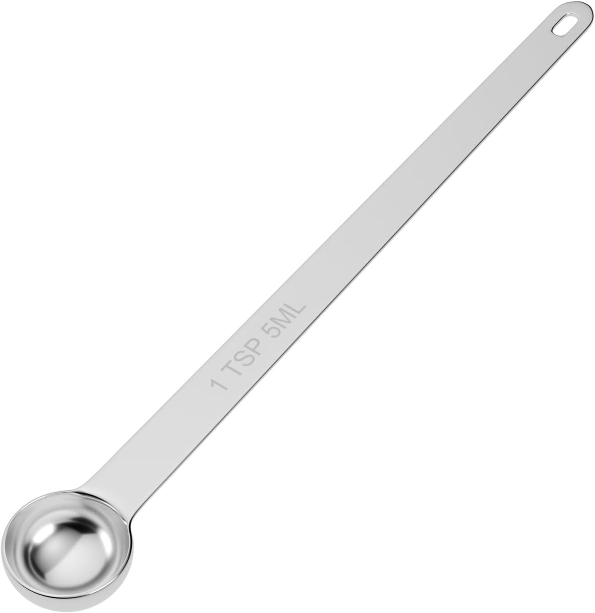 1PCS 1Tsp(1/3tbsp, 5ml) Extra Long Handle Measuring Spoon, Single Stainless Steel Individual Measure Scoop Only
