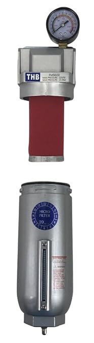 1/2" NPT Industrial Coalescing 0.01u Micron Filter Removes 99.98% of Oil, Moisture Vapor, Aerosols from Compressed Air Lines, 11oz Bowl, Manual Drain