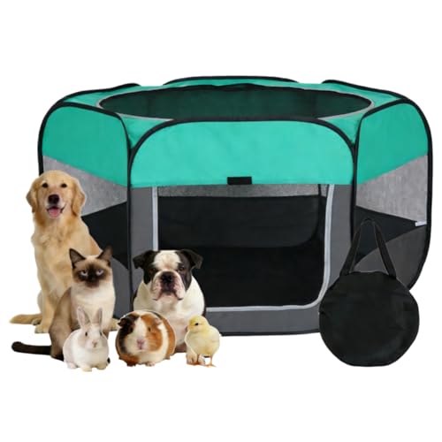 Dog Cat Playpen, Pet Playpen Indoor for Dog Crate Tent Cage Outdoor Foldable Dog Enclosure, Green Large - style: Large(43"L x 43"W x 24"H)