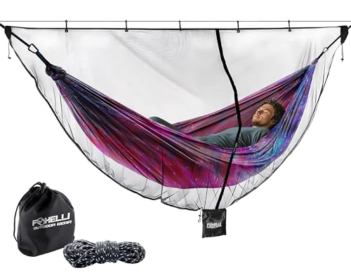 Foxelli XL Hammock Net – 12ft Net for Hammocks, Lightweight Portable Hammock Netting, Fast and Easy Set Up, Fits All Camping Hammocks
