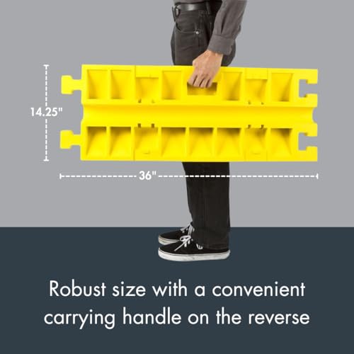 Checkers 1 Channel Industrial Drive Over Cable Protector, Drop in for 2.25" Lines, 23k/Axle Load Capacity Hose and Cable Ramp for Heavy Duty Equipment, Made in The USA, Yellow, CP1X225-GP-Y - color: Yellow, style: Drop In