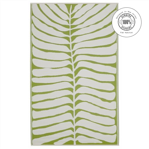 Fab Habitat Outdoor Rug - Waterproof, Fade Resistant, Crease-Free - Premium Recycled Plastic - Tropical Leaf Botanical - Large Patio, Deck, Sunroom, Camping, RV - Hilo - Green - 6 x 9 ft - color: Hilo - Green, size: 6' x 9' (Rectangular)