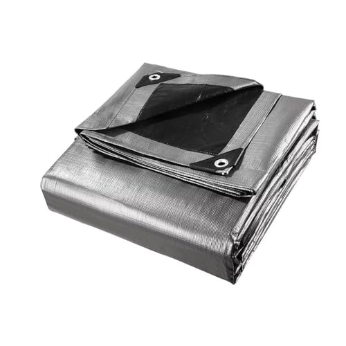 12 x 16ft Tarps Heavy Duty Thick Waterproof, Poly Canopy Silver + Black Tent Shelter Cover, 18 Mil Tarpaulin Shade, Rip and Tear Proof, UV Resistant Tarpaulin with Grommets and Reinforced Edges - color: Silver+black（18mil）, size: 12 x 16ft