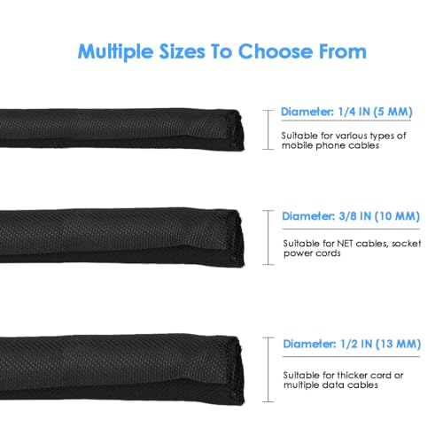 Dog and Cat Cord Protector – Pet-Proof Cable Guard for Wires and Cords – Prevents Pets from Chewing and Damaging Cables – Flexible & Durable – 20ft, 1/4in Diameter, Black (Self-Sealing Design) - size: 1/4 IN-20 FT