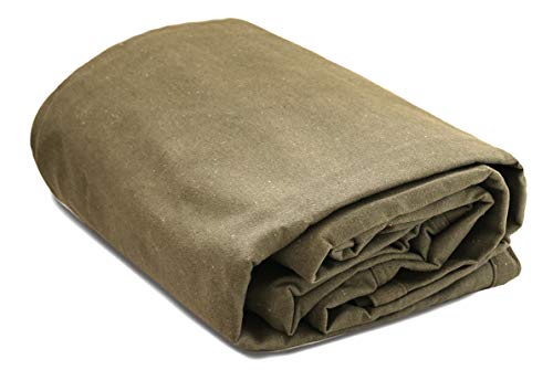 WHITEDUCK Canvas Tarp Heavy Duty Waterproof 18 oz. Mold & UV Resistant, Rustproof Grommets, Industrial & Commercial Cloth Tarp (Cut Size: 7'x9', Finished Size: 6'6" x 8'6", Olive) - color: Olive, size: 7' x 9'