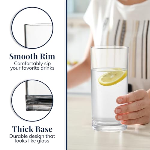 US Acrylic Classic Clear Plastic Reusable Drinking Glasses (Set of 6) 24oz Iced-Tea Cups | BPA-Free Tumblers, Made in USA | Top-Rack Dishwasher Safe - color: Clear, size: Iced-Tea Tumblers