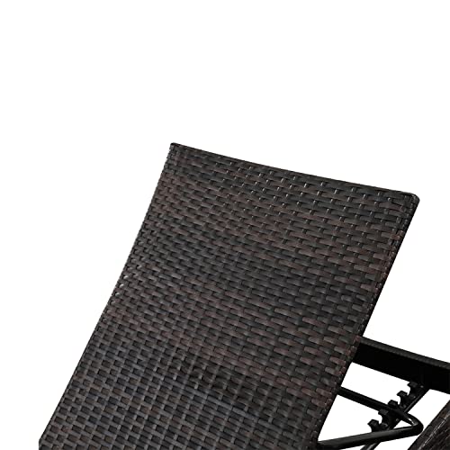 79'' Long Reclining Chaise Lounge + Side Table Set of 2, Outdoor Wicker Reclining Lounge Chair Patio Rattan Double Chaise Lounge + Coffee Table Lawn Sunbathing Chairs Beach Pool Backrest Recliners - color: 1 Chair + 1 Table