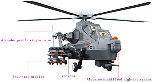 Attack Helicopter Air Force Building Block Set – 283-Pcs Helicopter Building Toys Set – Building Block Plane Toy for Kids Older Than 10 and Adults – Compatible with All Building Bricks