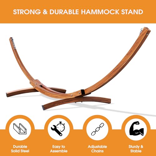 Lazy Daze Hammocks 12 FT 2 Person Double Quick Dry Textilene Hammock with Curved Steel Heavy Duty Stand for Outside, Backyard, Patio, 450 Lbs Capacity, Blue White Stripes - color: Blue White Stripes