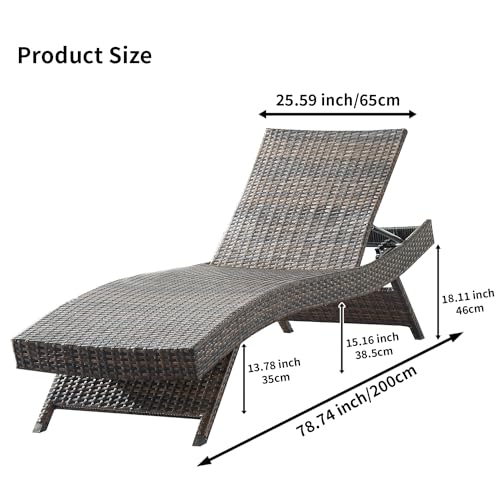 Outdoor Patio 4 Adjustable Backrest Chaise Lounger and 2 Side End Tables, 6 Piece Lounge Chair Patio Pool Outside Rattan Reclining Lounge Chairs with Coffee Table - color: 4 Chairs + 2 Tables
