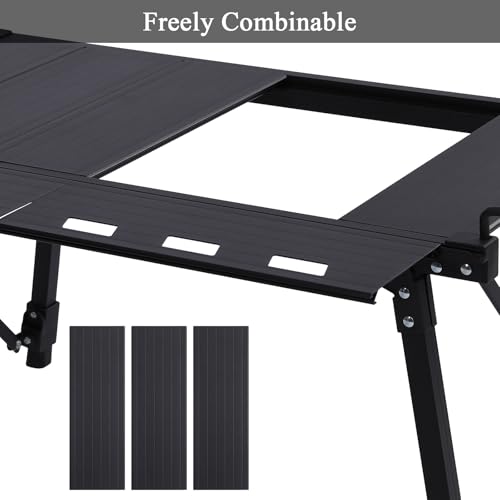 Aircity Folding Camping Table, Portable Folding Aluminum Table with Adjustable Height for BBQ, Camping, Picnic, Beach, Travel, and Outdoor Cooking