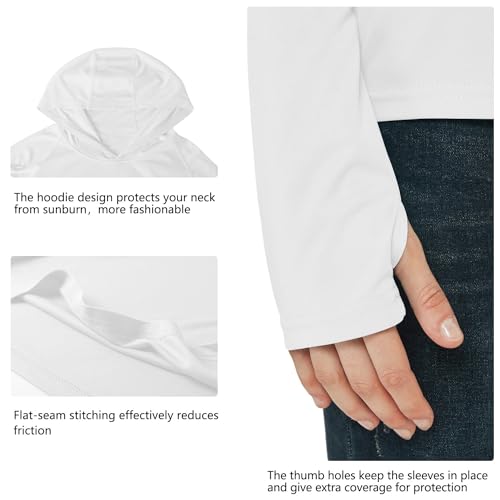 Willit Women's UPF 50+ Sun Protection Hoodie SPF Shirt Long Sleeve Hiking Fishing Outdoor Shirt Lightweight Hoodie - color: White, size: 1X