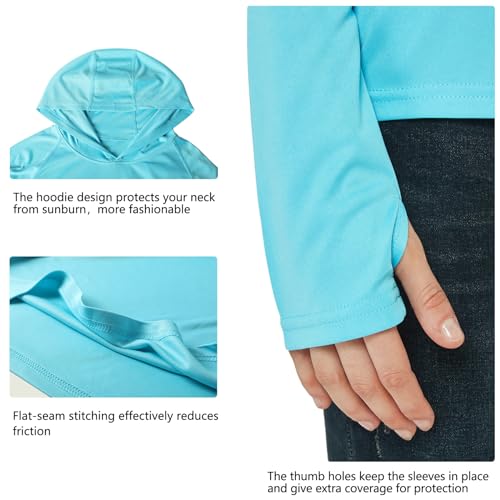 Willit Women's UPF 50+ Sun Protection Hoodie SPF Shirt Long Sleeve Hiking Fishing Outdoor Shirt Lightweight Hoodie - color: Blue, size: X-Large