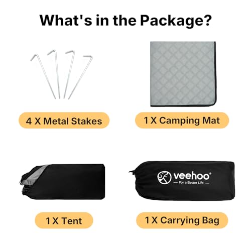 Veehoo Pop Up Dog Tent House for Indoor Outdoor, Portable & Waterproof Dog Canopy Shelter with Cool Mesh, Foldable Automatic Pet Tent for Dogs with Camping Mat and Bag for Large & Extra Large Dogs - size: 47.2"L × 47.2"W × 37.4"H