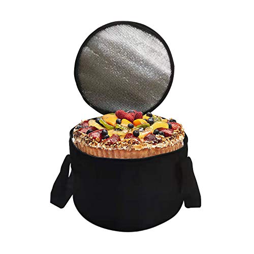 Set of 2 Polyester Fabric Round Thermal Casserole Carrier,Reusable Insulated Lunch Cooler Bag,Pie Carrier for Potluck,Picnics,Collapsible Cooler for Hot/Cold Food,11X7 inch - color: Red Color