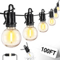 ZJOJO LED Outdoor String Lights,100FT Outdoor Lights for Patio with 32 Shatterproof Bulbs, 2700K Dimmable Waterproof Globe LED Patio Light Lights for Outside Christmas Backyard Bistro Porch Garden - size: 100FT-30