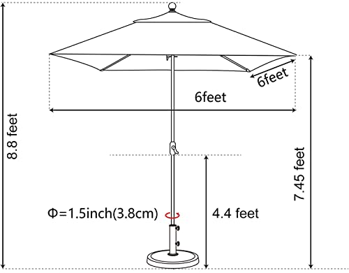 EliteShade USA 10-Year-Non-Fading 6x6Ft Square Market Patio Umbrella, UPF 50+ UV Protection Performance Sun Umbrella, Heavy Duty Commercial Grade Outdoor Table Umbrella with Crank, Windproof Vented Top for Garden, Pool, Deck and Outdoor Playsets, Royal Bl