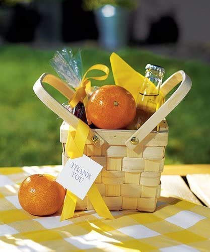 WEDDINGSTAR Miniature Woven Picnic Basket Favor - Set of 6 - size: Mini