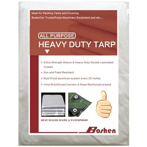 12'x 12' Tarps Heavy Duty Thick Waterproof, Poly Canopy White Tent Shelter Cover, 12 Mil Tarpaulin Shade, Rip and Tear Proof, UV Resistant Tarpaulin with Grommets and Reinforced Edges - color: White, size: 12 x 16ft