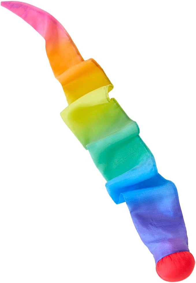 Sarah's Silks - Skytail - Waldorf Toys for Kids, 35" Long, Safe for Outdoor and Indoor Use - Rainbow Comet