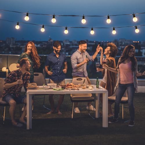ZJOJO Solar Outdoor String Lights Waterproof, 50FT G40 Globe Patio Lights String Lights Solar Powered with 25 Edison Bulbs 2700K Shatterproof Hanging Lights for Porch Backyard Pergola Bistro - size: 50FT-25(Solar)