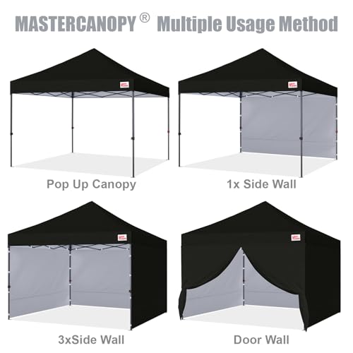MASTERCANOPY Pop-up Canopy Tent with Sidewalls (10x10,Black) - color: Black, size: 10x10